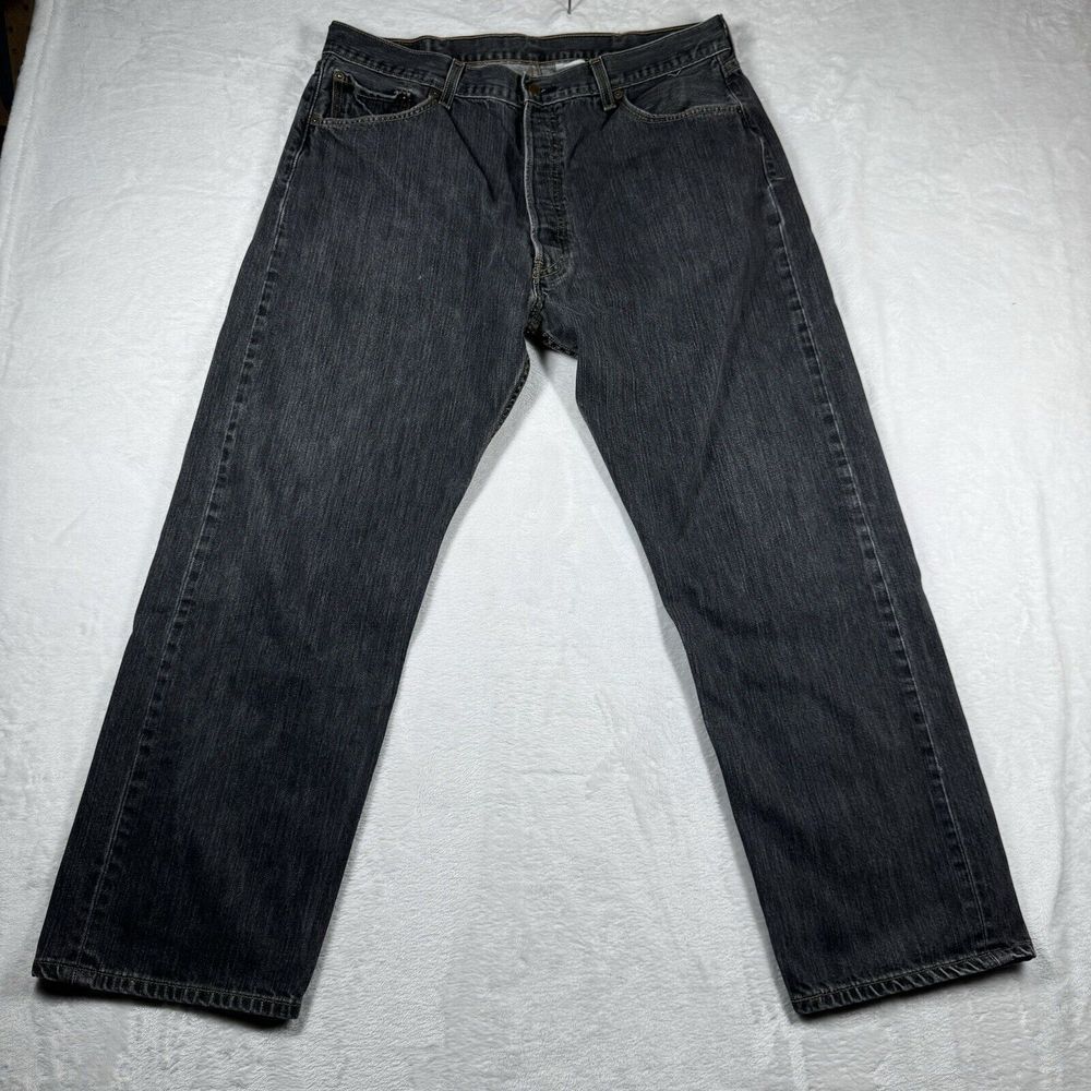 Levis 501xx Jeans 40x32 Straight‎ Leg Button Fly Mens Black Denim (36X28)